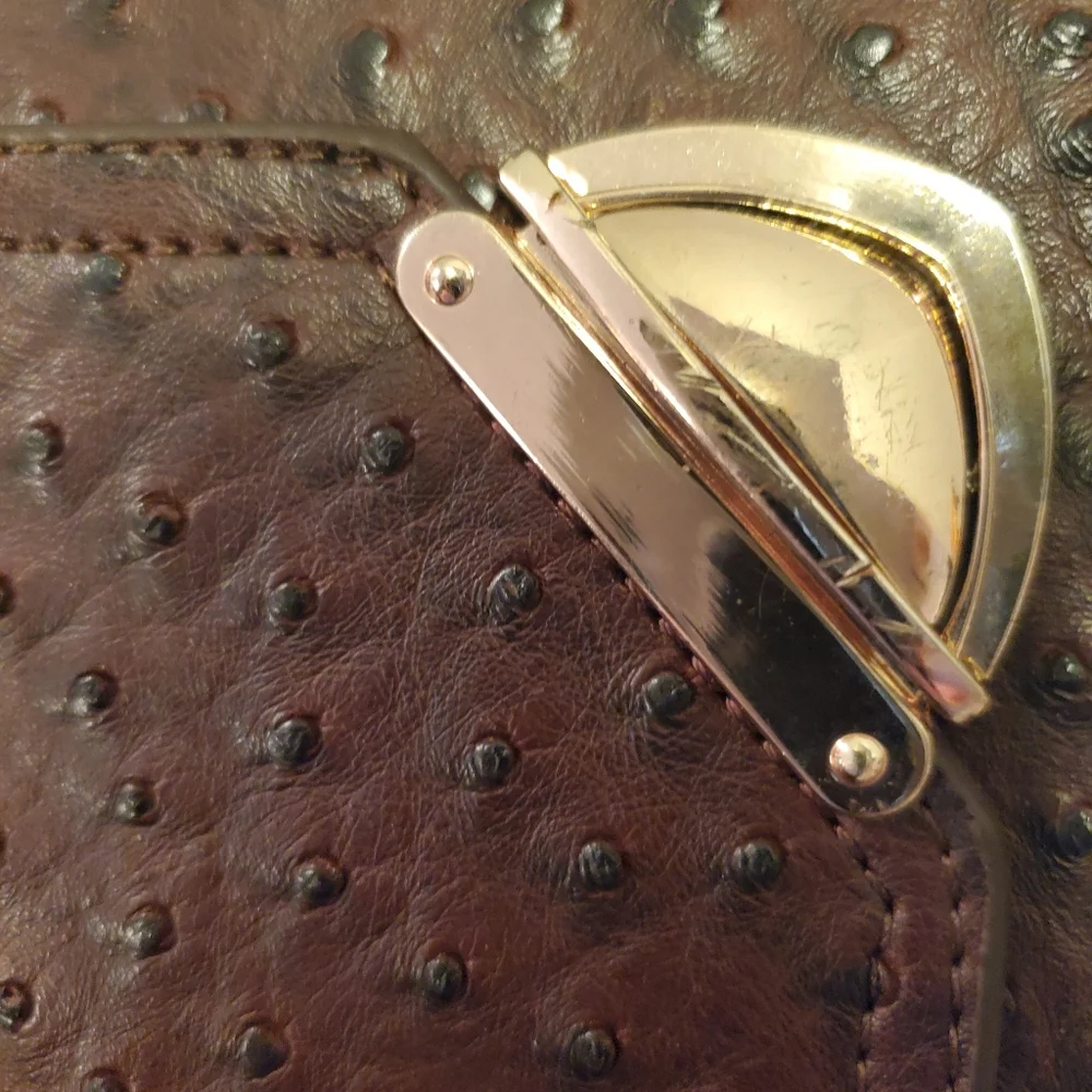 Deep Purple Ostrich Shoulder Bag,chain Strap. - Picture 5 of 10